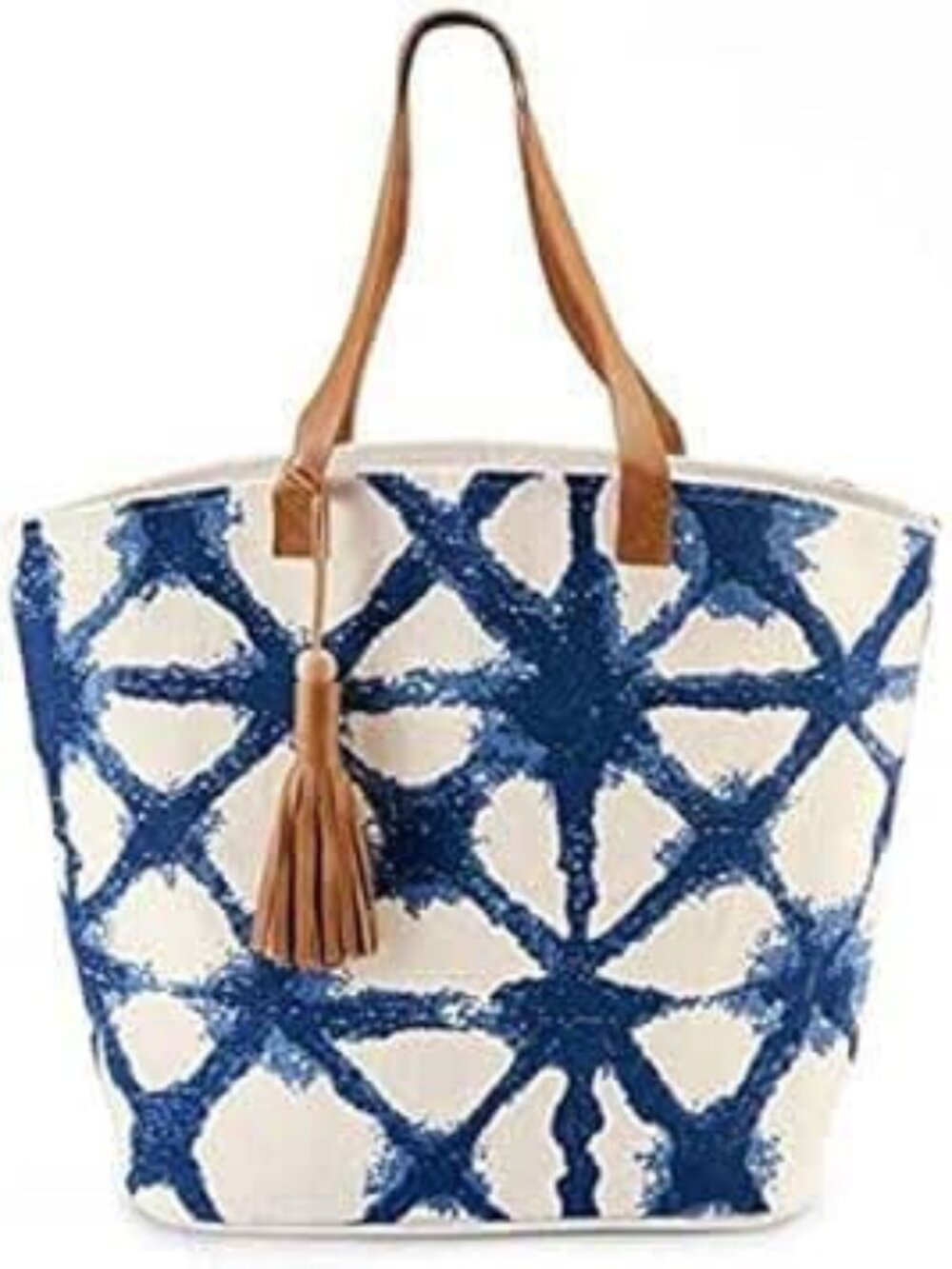 Blue and White Diamond Tote Bag, Canvas Bag, with Zipper Bag